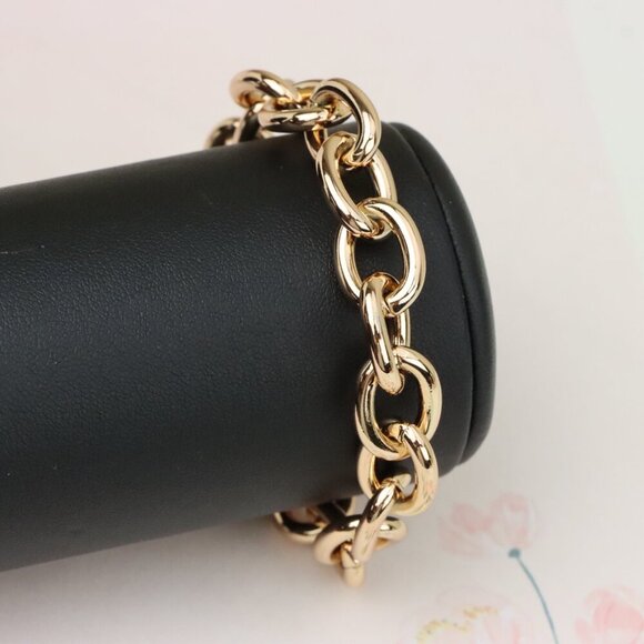 "Bold Oval Link Rose Gold Bracelet in High Quality Gold Plated Brass,XPBL0992 - Picture 7 of 12